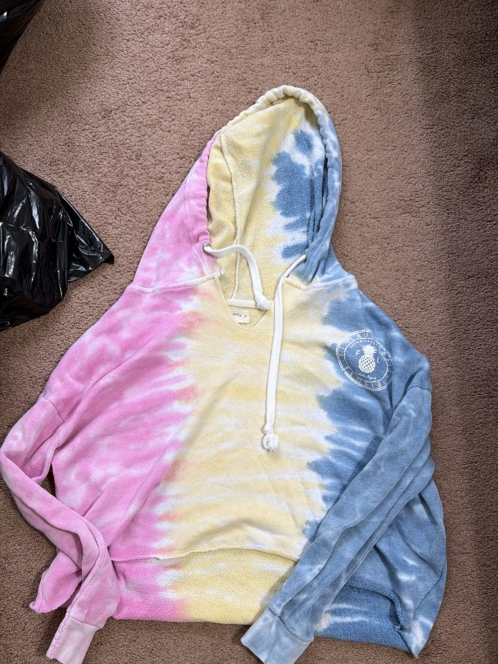 Ft. Lauderdale Cropped Tie-Dye Hoodie - Pink, Yellow & Blue